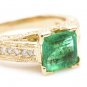 2.60Ct Natural Emerald & Diamond 14K Solid Yellow Gold Ring