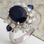 4.30Ct Natural Blue Sapphire & Diamond 14K White Solid Gold Ring