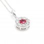 1.15Ct Natural Ruby and Diamond 14K Solid White Gold Pendant Neckalce