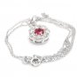 1.15Ct Natural Ruby and Diamond 14K Solid White Gold Pendant Neckalce