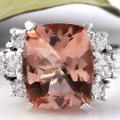 6.65 Carats Natural Morganite and Diamond 14K Solid White Gold Ring