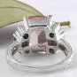 6.65 Carats Natural Morganite and Diamond 14K Solid White Gold Ring