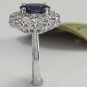 4.75 Carats NATURAL TANZANITE and DIAMOND 14K Solid White Gold Ring
