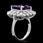 7.90 Carats Natural Amethyst and Diamond 14K Solid White Gold Ring
