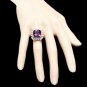 7.90 Carats Natural Amethyst and Diamond 14K Solid White Gold Ring