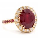 5.60 Carats Natural Ruby and Diamond 14K Solid Yellow Gold Ring