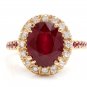 5.60 Carats Natural Ruby and Diamond 14K Solid Yellow Gold Ring