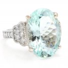 10.65 Carats Natural Aquamarine and Diamond 14K Solid White Gold Ring