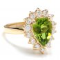 3.20 Carats NATURAL PERIDOT and DIAMOND 14K Solid Yellow Gold Ring