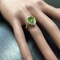 3.20 Carats NATURAL PERIDOT and DIAMOND 14K Solid Yellow Gold Ring