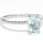 1.00 Carats Natural Aquamarine 14K Solid White Gold Ring
