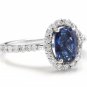 2.90Ct Natural Blue Sapphire & Diamond 14K White Solid Gold Ring