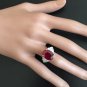 9.40 Carats Red Ruby and Natural Diamond 14K Solid White Gold Ring