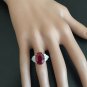 9.40 Carats Red Ruby and Natural Diamond 14K Solid White Gold Ring