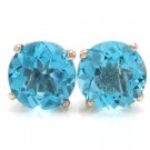 4.50 Carats Natural Swiss Blue Topaz 14K Solid White Gold Stud Earrings