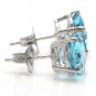 4.50 Carats Natural Swiss Blue Topaz 14K Solid White Gold Stud Earrings