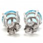 4.50 Carats Natural Swiss Blue Topaz 14K Solid White Gold Stud Earrings