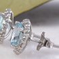 3.05ct Natural Aquamarine and Diamond 14K Solid White Gold Earrings