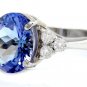 3.55 Carats NATURAL TANZANITE and DIAMOND 14K Solid White Gold Ring