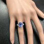 3.55 Carats NATURAL TANZANITE and DIAMOND 14K Solid White Gold Ring