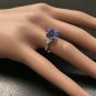 3.55 Carats NATURAL TANZANITE and DIAMOND 14K Solid White Gold Ring