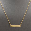 14K Solid Yellow Gold Bar Necklace with Diamond Accent