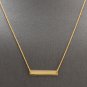 14K Solid Yellow Gold Bar Necklace with Diamond Accent