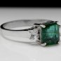 1.82Ct Natural Emerald & Diamond 14K Solid White Gold Ring