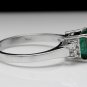 1.82Ct Natural Emerald & Diamond 14K Solid White Gold Ring