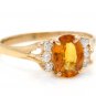 1.65Ct Natural Orange Sapphire & Diamond 14K Solid Yellow Gold Ring