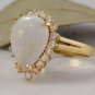 2.75 Carats Natural Ethiopian Opal and Diamond 14K Solid Yellow Gold Ring