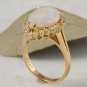 2.75 Carats Natural Ethiopian Opal and Diamond 14K Solid Yellow Gold Ring