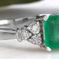 2.80Ct Natural Emerald & Diamond 14K Solid White Gold Ring