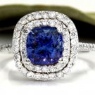 2.80 Carats NATURAL AAA TANZANITE and DIAMOND 14K Solid White Gold Ring