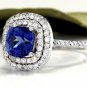 2.80 Carats NATURAL AAA TANZANITE and DIAMOND 14K Solid White Gold Ring