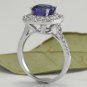 2.80 Carats NATURAL AAA TANZANITE and DIAMOND 14K Solid White Gold Ring