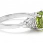 2.70 Carats NATURAL PERIDOT and DIAMOND 14K Solid White Gold Ring