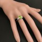 2.70 Carats NATURAL PERIDOT and DIAMOND 14K Solid White Gold Ring
