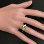 2.70 Carats NATURAL PERIDOT and DIAMOND 14K Solid White Gold Ring