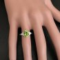 2.70 Carats NATURAL PERIDOT and DIAMOND 14K Solid White Gold Ring