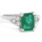 2.90Ct Natural Emerald & Diamond 14K Solid White Gold Ring