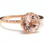 1.50 Carats Natural Morganite 14K Solid Rose Gold Ring
