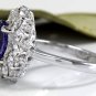 4.80 Carats NATURAL TANZANITE and DIAMOND 14K Solid White Gold Ring
