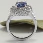 4.80 Carats NATURAL TANZANITE and DIAMOND 14K Solid White Gold Ring