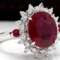 7.75 Carats Natural Red Ruby and Diamond 14K Solid White Gold Ring