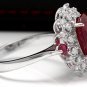7.75 Carats Natural Red Ruby and Diamond 14K Solid White Gold Ring