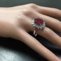7.75 Carats Natural Red Ruby and Diamond 14K Solid White Gold Ring