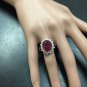 7.75 Carats Natural Red Ruby and Diamond 14K Solid White Gold Ring