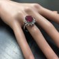 7.75 Carats Natural Red Ruby and Diamond 14K Solid White Gold Ring