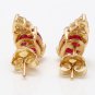 3.16ct Natural Untreated Red Ruby and Diamond 14K Solid Yellow Gold Earrings